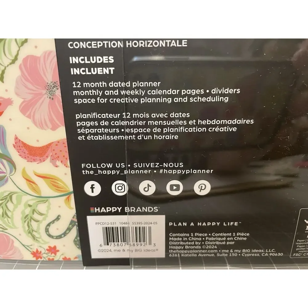 Happy Planner 2025 Dated Lush Linens Classic 9 Disc Planner Lined Horizontal